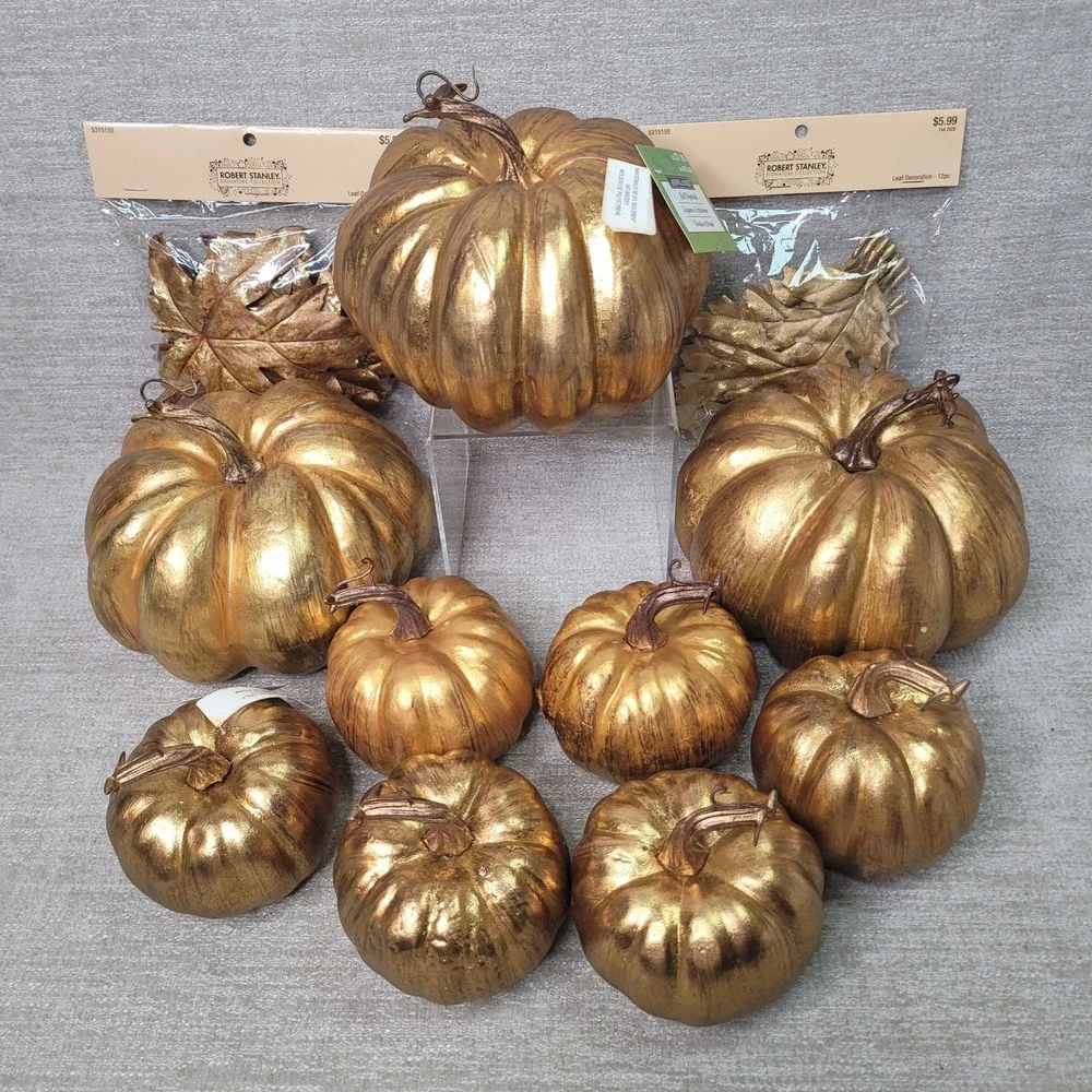 Ashland Gold Pumpkin Lot Robert Stanley Metallic Fall Decor Thanksgiving 11pc